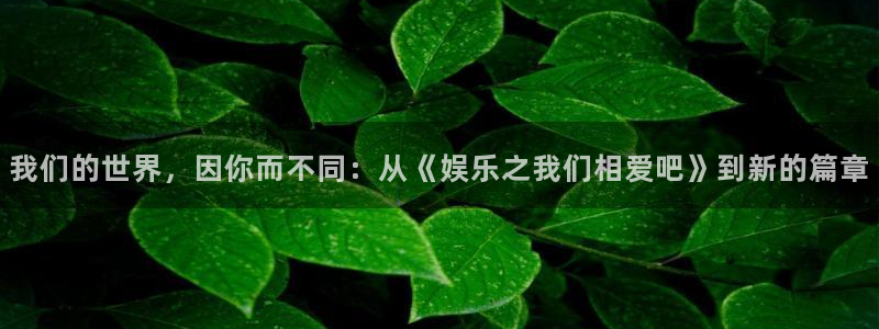 永盈welcome3登陆：我们的世界，因你而不同：从《娱乐之我们相爱吧》到新的篇